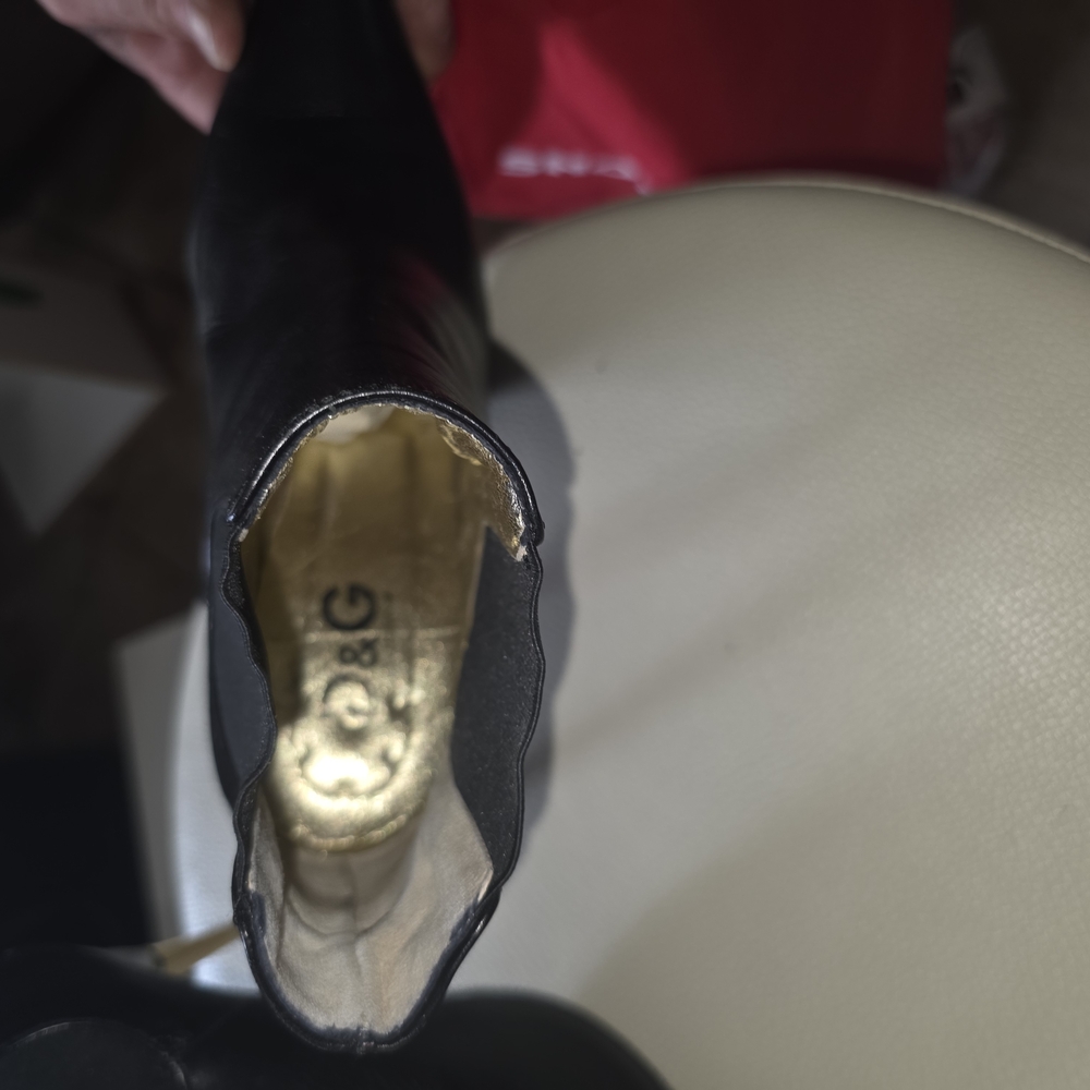 D&G Black and Gold Leather Boots